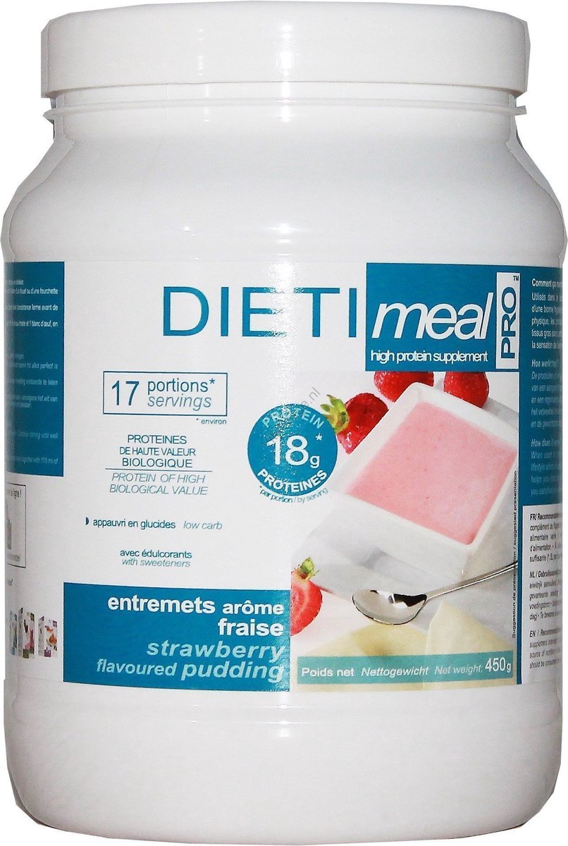 Goedkoopste Dieti Aardbeien dessert - 450 gram - Maaltijdvervanger