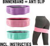 Professionele Weerstandsbanden Antislip - Set 3 st Incl Meeneemtasje + Instructieboekje - Resistance Banden - Weerstandsbanden met grip - Booty Trainer - Resistance Bands - Yoga Banden - Fitn