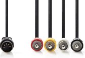 Nedis DIN-Audiokabel | DIN 5-Pins Male | 4x RCA Male | Vernikkeld | 1.00 m | Rond | PVC | Zwart | Polybag