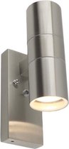 Olucia Pedro - Moderne Buiten wandlamp met schemersensor - RVS - Zilver