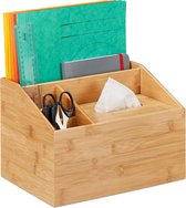 Relaxdays bureau organizer - make up organizer - bamboe - met tissue box - opbergsysteem