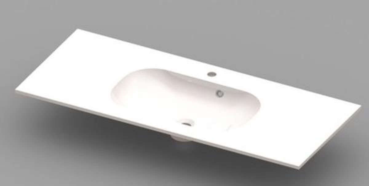 Nemo Spring Ovum meubelwastafel met 1 centrale verzonken wastafel 1200 x 500 x 200 mm met overloop wit kunstmarmer
