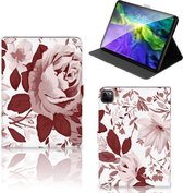 Bookcase met naam iPad Pro 11 (2020) Hoesje met Standaard Design Watercolor Flowers