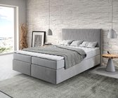 Bed Dream-Well Grijs 140x200 cm Microvezel stof met matras en topper boxspring-bed