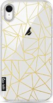 Casetastic Apple iPhone XR Hoesje - Softcover Hoesje met Design - Abstraction Outline Gold Transparent Print