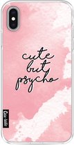 Casetastic Apple iPhone XS Max Hoesje - Softcover Hoesje met Design - Cute But Psycho Pink Print