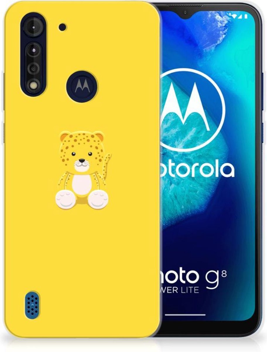 Motorola Moto G8 Power Lite Telefoonhoesje met Naam Baby Leopard