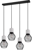 LED Hanglamp - Trion Jamo - E27 Fitting - 4-lichts - Rond - Mat Zwart - Aluminium - BES LED