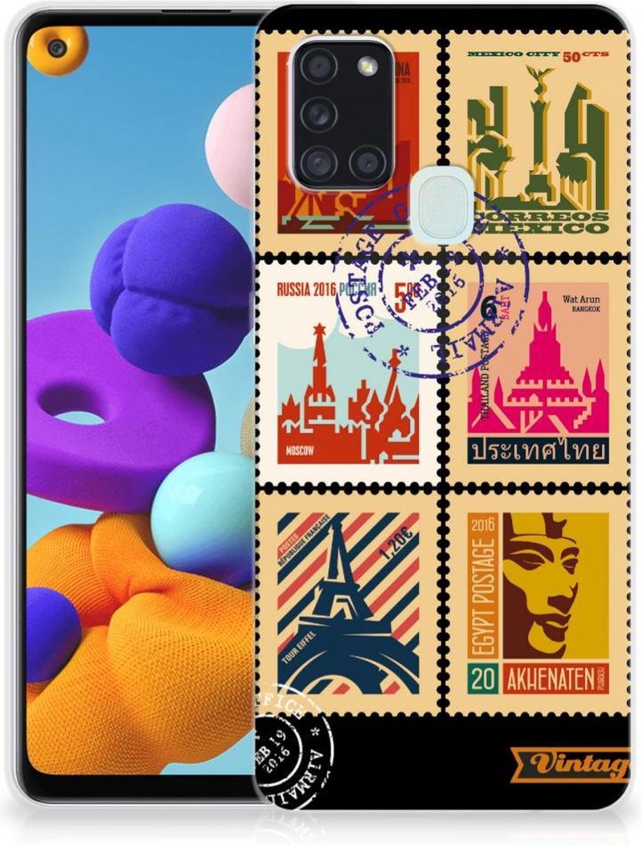Samsung Galaxy A21s Siliconen Back Cover Postzegels