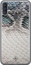 Samsung A11 hoesje siliconen - Oh my snake | Samsung Galaxy A11 case | blauw | TPU backcover transparant