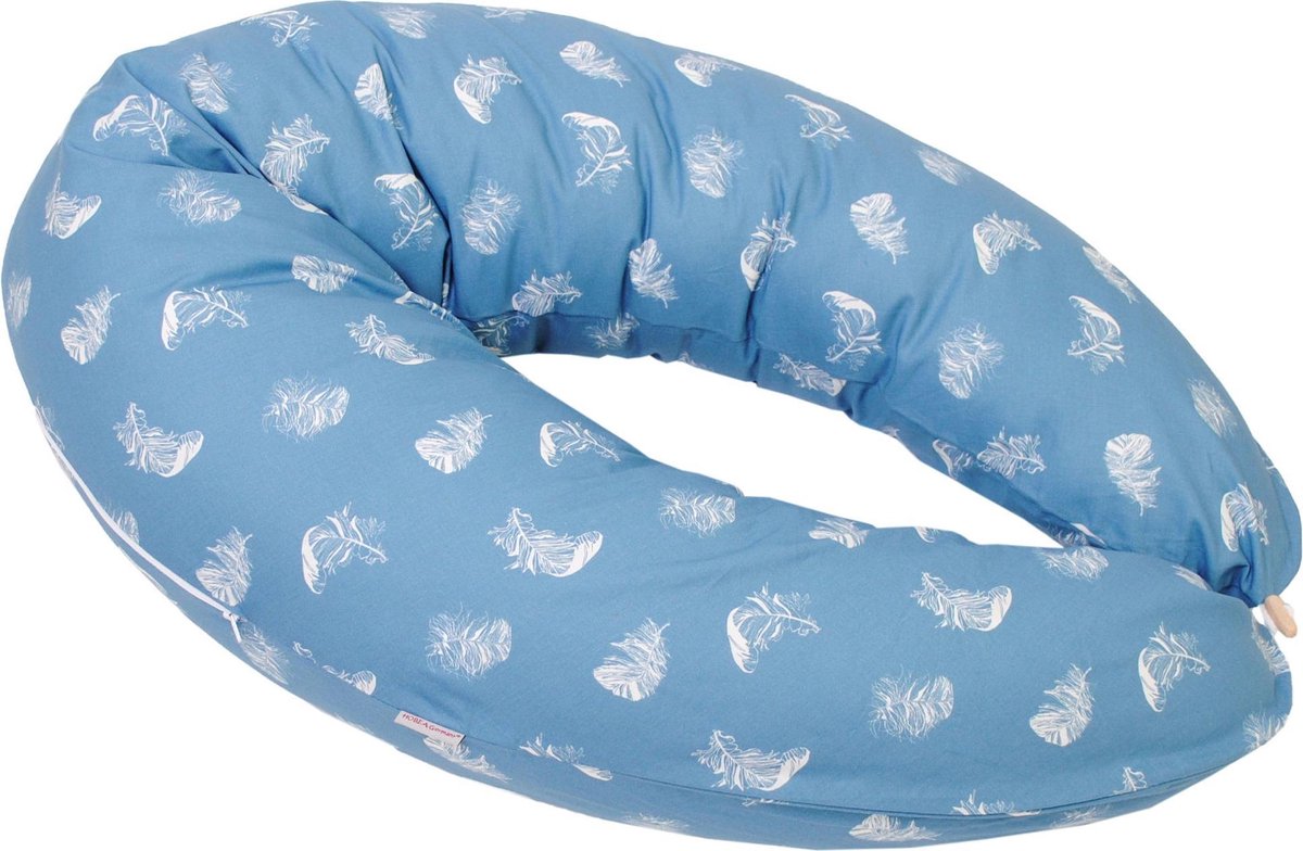 Hobea Voedingskussen en zwangerschapskussen veertjes blauw Hobea Voedingskussen en zwangerschapskussen veertjes blauw