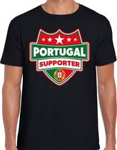 Portugal supporter schild t-shirt zwart voor heren - Portugal landen t-shirt / kleding - EK / WK / Olympische spelen outfit L