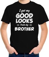 I get my good looks from my brother cadeau t-shirt zwart voor kinderen - unisex - jongens / meisjes S (122-128)