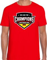 We are the champions Deutschland t-shirt met schild embleem in de kleuren van de Duitse vlag - rood - heren - Duitsland supporter / Duits elftal fan shirt / EK / WK / kleding S