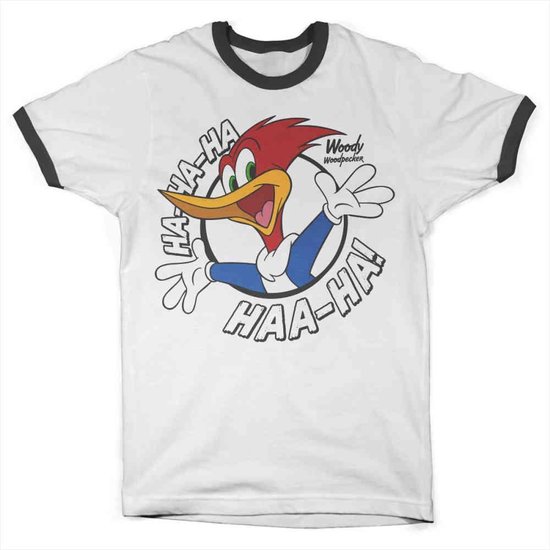 Woody Woodpecker Heren Tshirt -S- HAHAHA Wit