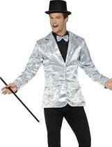 SMIFFYS - Luxe zilverkleurig lovertjes disco jasje voor mannen - XL