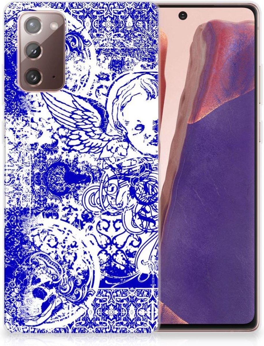 Back Cover voor Silicone Back Case Samsung Note 20 Angel Skull Blauw