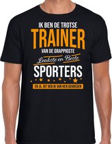 Trotse trainer van de beste sporters cadeau t-shirt zwart voor heren -  kado voor een sport / trainer S