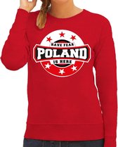 Have fear Poland is here sweater met sterren embleem in de kleuren van de Poolse vlag - rood - dames - Polen supporter / Pools elftal fan trui / EK / WK / kleding S