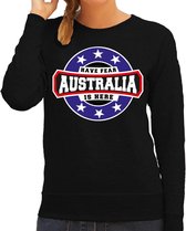 Have fear Australia is here sweater met sterren embleem in de kleuren van de Australische vlag - zwart - dames - Australie supporter / Australisch elftal fan trui / EK / WK / kleding M