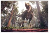 Dinosaurus T-Rex moederliefde - Foto op Akoestisch paneel - 150 x 100 cm