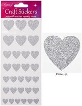 Oaktree - Stickers Glitter Hartjes Zilver Assorti (per vel)