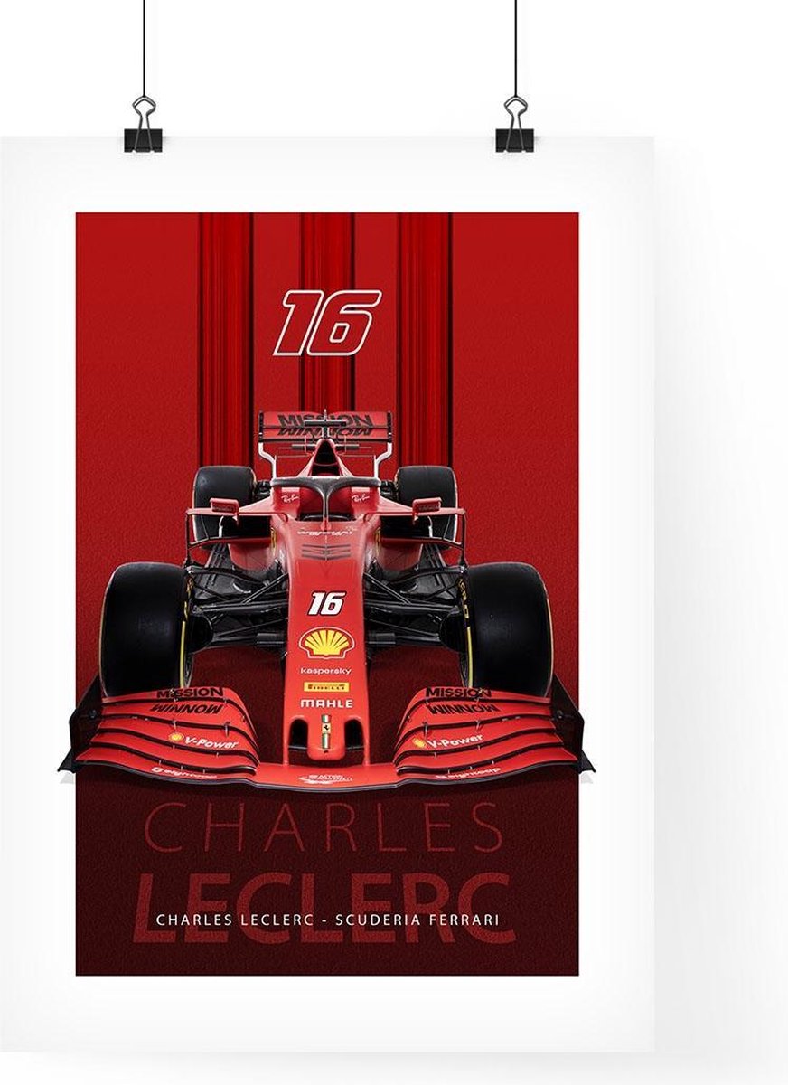 Affiche Charles Leclerc Ferrari F1 - Poster Fan Art Vintage - Cadeau Idéal