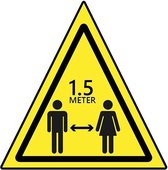 Asfaltsticker waarschuwing 1.5 meter afstand houden - driehoek