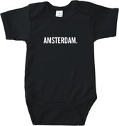 Baby rompertje Amsterdam | Korte mouw 62/68 zwart