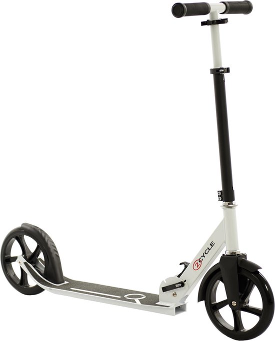 2Cycle Step - Aluminium - Grote Wielen - 20cm -Zwart-Wit - Autoped - Scooter