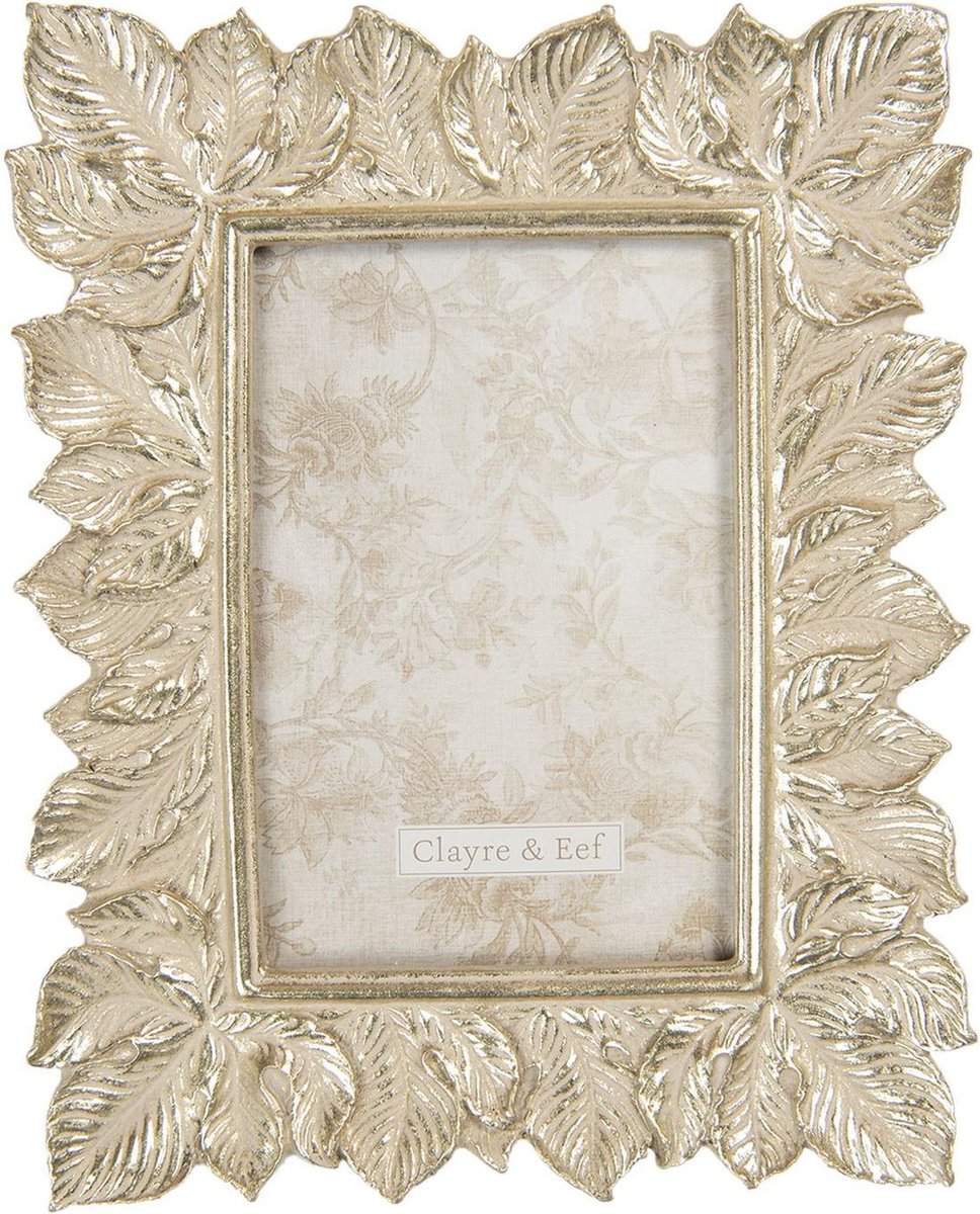 Clayre & Eef Fotolijst 10x15 cm Goudkleurig Kunststof Bladeren