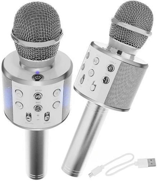 Karaoké - Microphone - Avec haut-parleur - Argent - Jouets | bol.com
