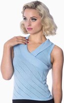 Dancing Days Mouwloze top -4XL- IT'S A WRAP POINTELLE KNIT Blauw