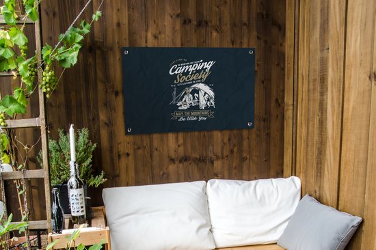 Posters de jardin extérieur Tente - Camping - Vintage - 90x60 cm - Toile de jardin - Affiche extérieure