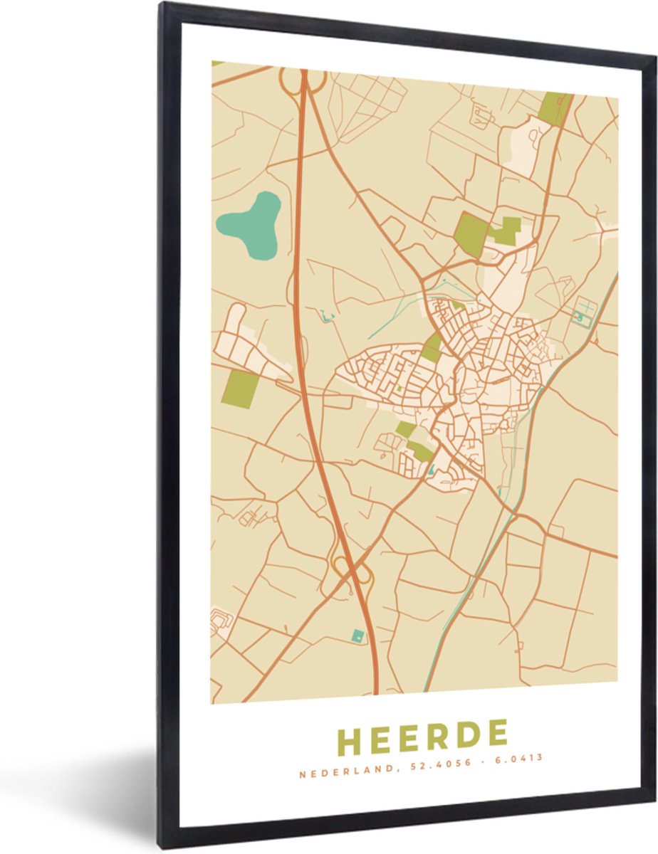 Fotolijst Incl Poster Plattegrond Heerde Kaart Vintage Stadskaart X Bol Com