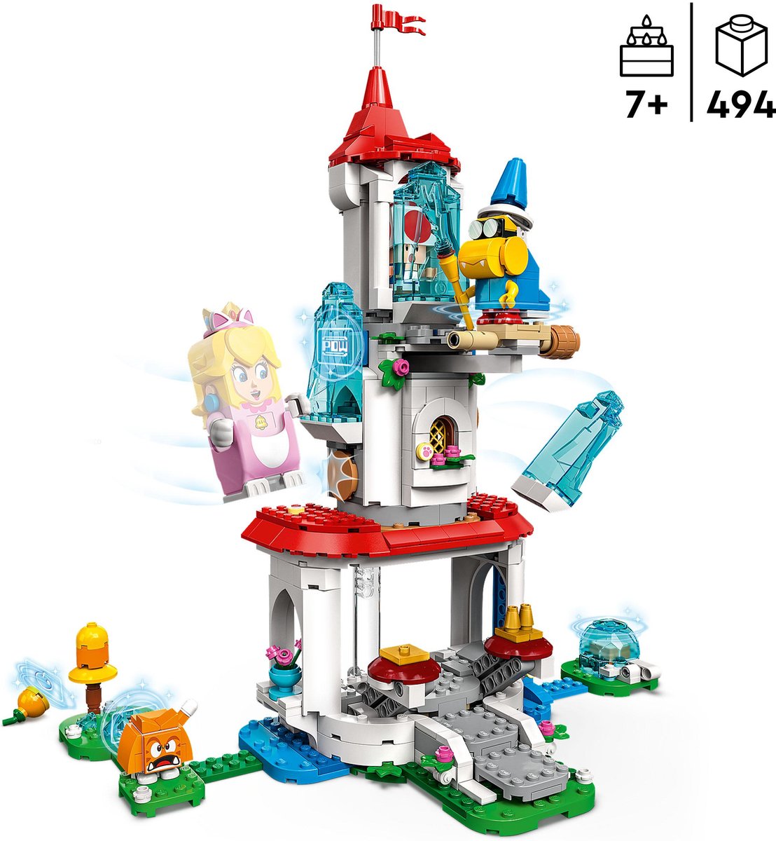 LEGO Super Mario, Ensemble d'extension Le costume de Peach chat et la tour  gelée, 71407, 7 ans et plus