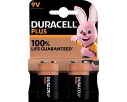 Duracell Plus Alkaline 9V batterijen - 2 stuks
