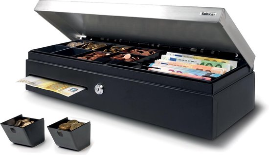 Safescan 4141CC muntbakjes set, zwart, set van 8 stuks