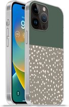 Geschikt voorApple Iphone 14 Pro Max hoesje - Stip - Groen - Patronen - Siliconen Telefoonhoesje