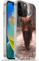 Apple iPhone 14 Pro - Coque souple - Highlander écossais - Forêt - Vache - Animaux - Nature - Coque en Siliconen pour téléphone