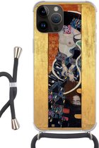 Geschikt voorApple Iphone 14 Pro Max - Crossbody Case - Judith II Salomè - Gustav Klimt - Siliconen - Crossbody - Backcover met Koord - Telefoonhoesje met koord - Hoesje met touw