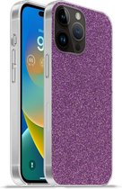 Geschikt voorApple Iphone 14 Pro - Softcase hoesje - Glitter - Roze - Design - Abstract - Siliconen Telefoonhoesje