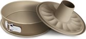Guardini Gold Elegance Bakvormen Set - Springvorm - Donut Bakvorm - Cakeblik - Taartvorm - Springvorm 26 cm - 2 Stuks - Staal - Goud