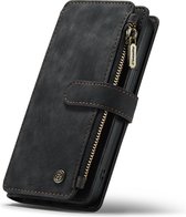 CaseMe - Étui pour téléphone adapté à l' iPhone 13 - Étui portefeuille avec fermeture à glissière - Fermeture magnétique - Zwart