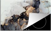 KitchenYeah® Inductie beschermer 85x52 cm - Zwart - Marmer print - Luxe - Goud - Kookplaataccessoires - Afdekplaat voor kookplaat - Inductiebeschermer - Inductiemat - Inductieplaat mat