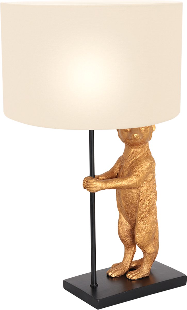 Anne Light & Home Animaux tafellamp - gouden stokstaart - 50 cm hoog - Ø30 cm - E27 - wit