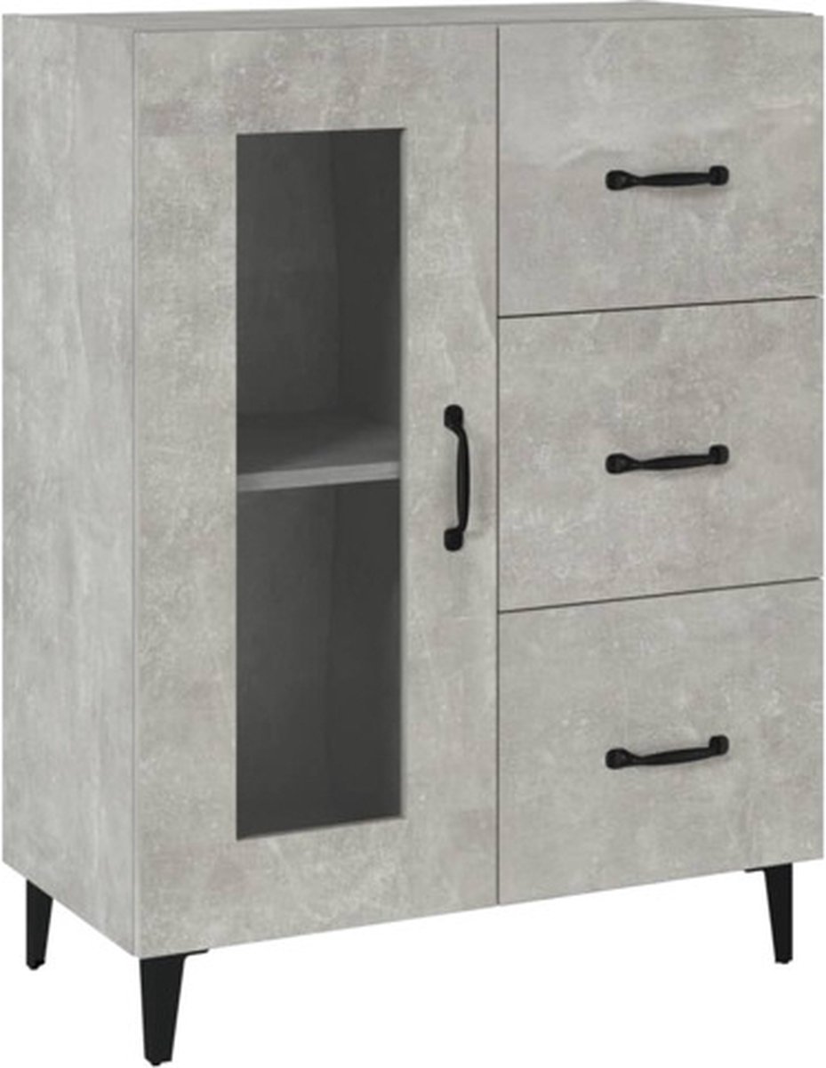 vidaXL - Dressoir - 69,5x34x90 - cm - bewerkt - hout - betongrijs