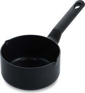 BK Easy Basic Keramische Antiaanbaklaag Steelpan Ø16cm - 1.5L - PFAS-vrij - inductie steelpan - Inductie sauspan - ovenbestendig tot 160 graden - Vaatwasserbestendig - Zonder deksel - Met schenktuiten - Koudgrepen - Zwart
