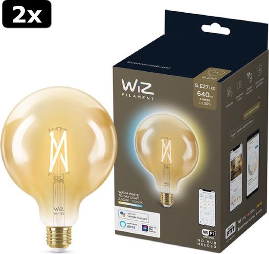 WiZ Slimme LED-Lamp E27 60W Globe Filament Warm Tot Koelwit Licht