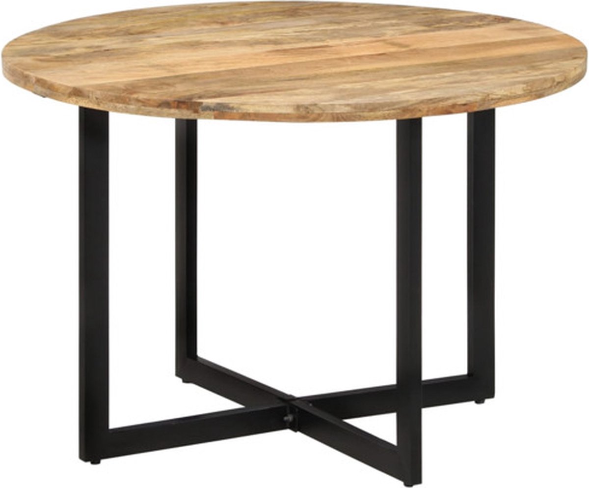 vidaXL Eettafel - 110x75 - cm - massief - mangohout bruin en zwart